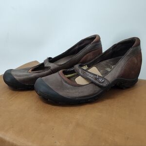Merrell OrthoLite Women's Dark Brown Leather Heeled Saddle Shoes Size 7